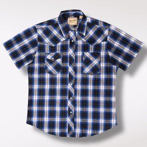 Wrangler Pearl Snap Plaid Short Sleeve Western Shirt Men’s Large